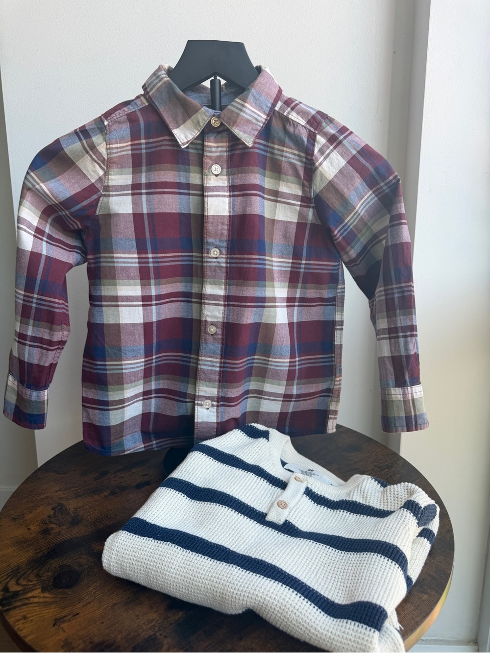 H&M Henley Sweater & OshKosh Plaid Shirt Bundle Boys 6–7Y